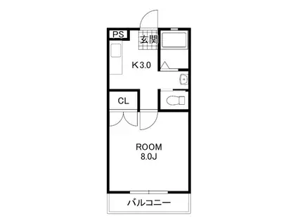 メゾンドールフジA(1K/1階)の間取り写真