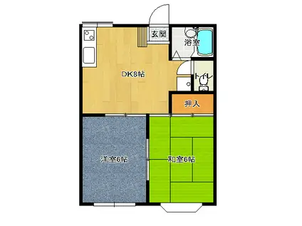 レジデンス峯(2DK/1階)の間取り写真