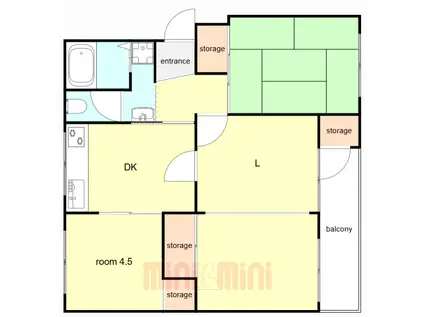 渦ヶ森コーポ壱五号館(2LDK/2階)の間取り写真