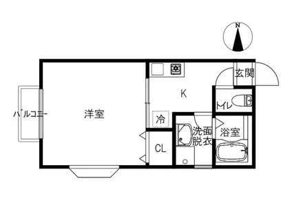 ひまわりハウス(1K/1階)の間取り写真
