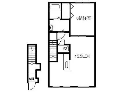  SORUTIGA(1LDK/2階)の間取り写真