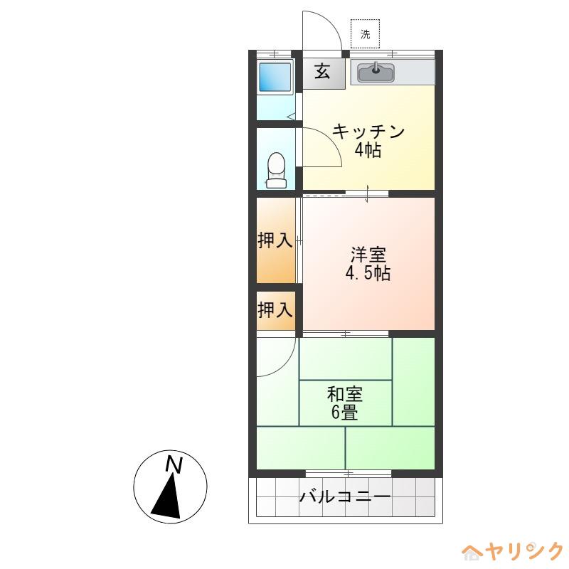 西晃荘(2K/2階)の間取り写真