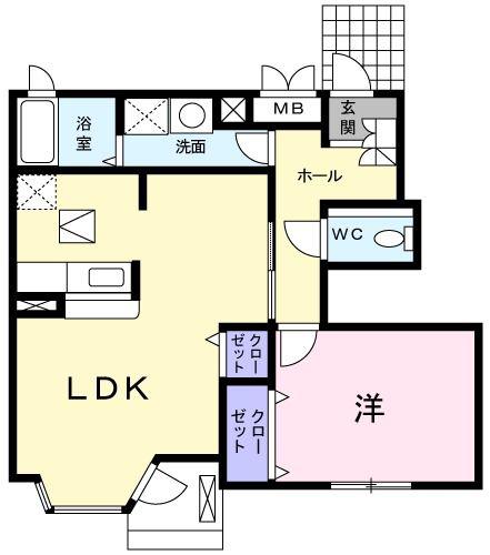 アルカンシェル(1LDK/1階)の間取り写真