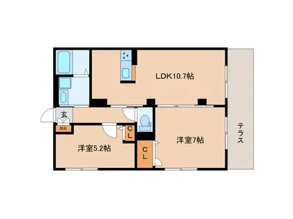 アミティエC(2LDK/1階)の間取り写真