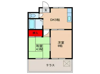 ハイム山本(2DK/1階)の間取り写真