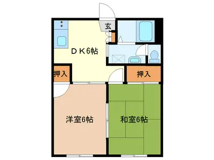 泉パーク(2DK/1階)の間取り写真