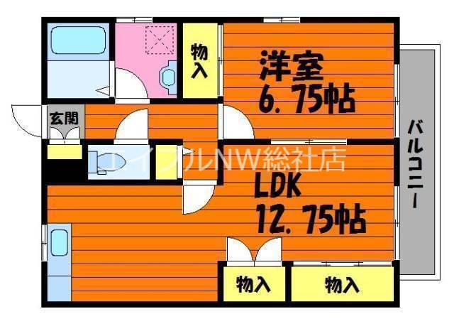 アモロッソS&S(1LDK/2階)の間取り写真