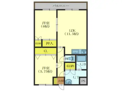 ジュエルタウン湯川III(2LDK/3階)の間取り写真