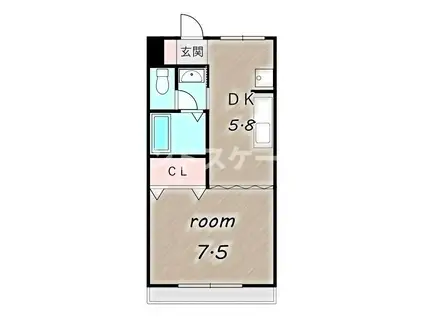 グランド キャニオン(1DK/2階)の間取り写真