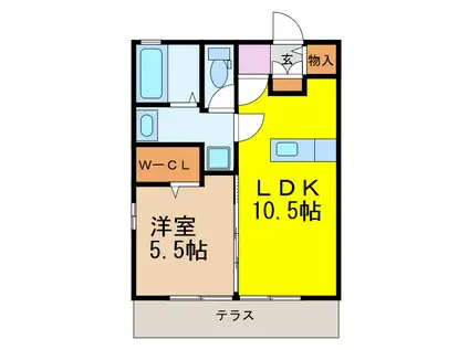 プリオール・マ・メゾン(1LDK/1階)の間取り写真