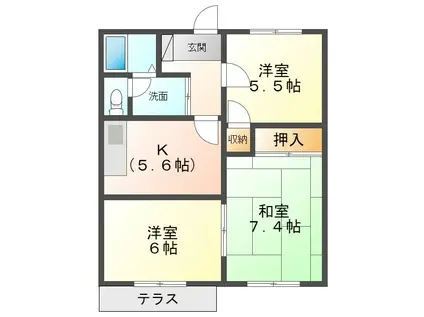 SCENE88(3DK/1階)の間取り写真