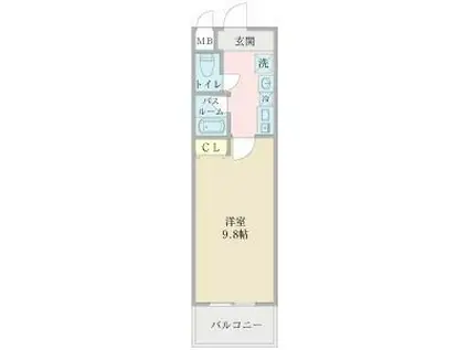 プロシード長居公園通(1K/3階)の間取り写真