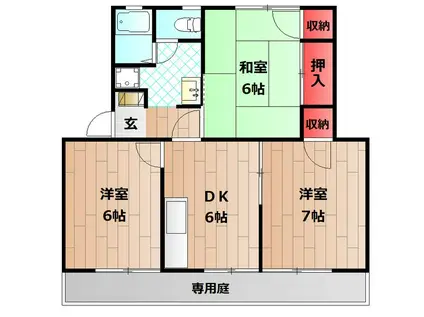 エクメーネ香呂(3DK/1階)の間取り写真