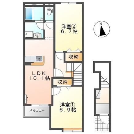 LE MIRAGE(2LDK/2階)の間取り写真