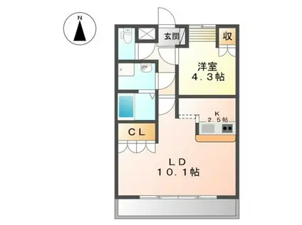 グレイス ヒル・アート(1LDK/1階)の間取り写真