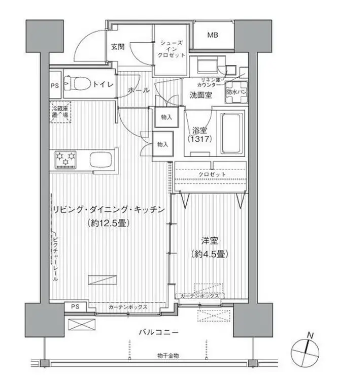 ヒューリックレジデンス千葉中央 13階階 間取り