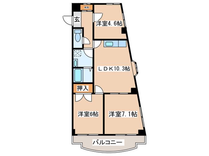 ロイヤルタウン下九沢(3LDK/3階)の間取り写真