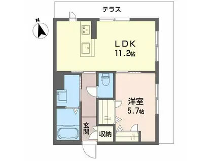 ベレオ昭和通(1LDK/1階)の間取り写真