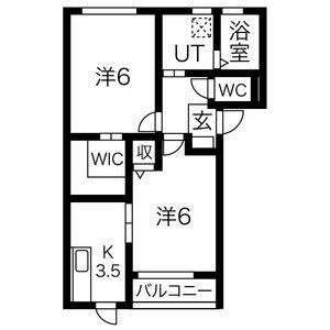 クオーレB(2K/2階)の間取り写真