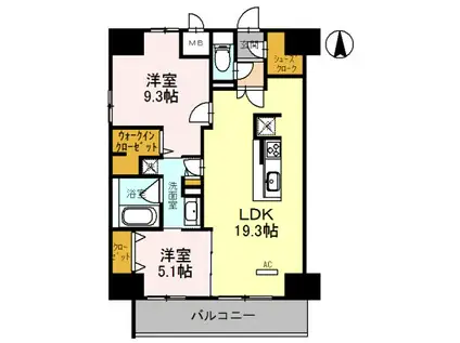 グラン ラヴィ レジデンス(2LDK/13階)の間取り写真