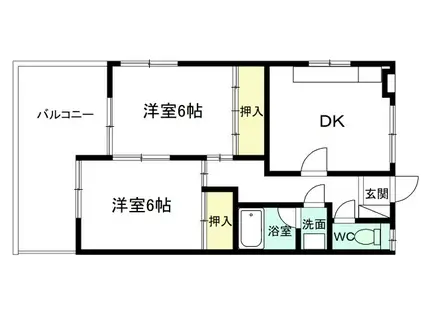 ZION BLDG(2DK/3階)の間取り写真