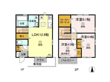 ノースパークI(3LDK/1階)の間取り写真