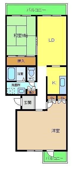 グリーンヒル小金台(2LDK/1階)の間取り写真