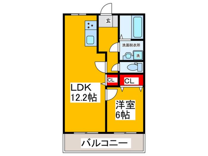 レジデンスサカタ(1LDK/2階)の間取り写真