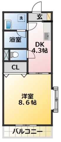 リリーフ21(1DK/2階)の間取り写真