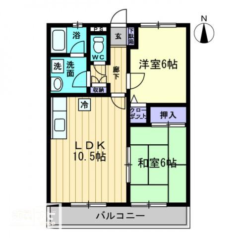 グレースハタオカ(2LDK/3階)の間取り写真