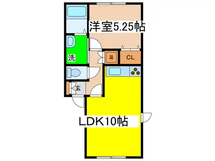 アウアグラス(1LDK/1階)の間取り写真