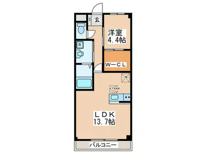 グランドフィルコース(1LDK/1階)の間取り写真