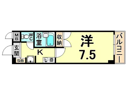 SOLO伊丹中央(1K/2階)の間取り写真