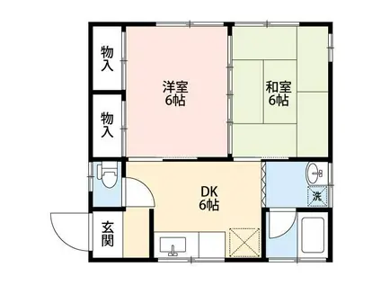 コーポ牧(2DK/1階)の間取り写真