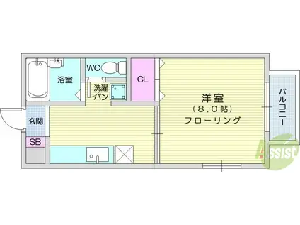 アビタシオン(1K/2階)の間取り写真