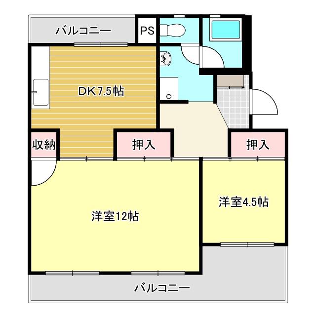 ハイツ松江(2DK/2階)の間取り写真