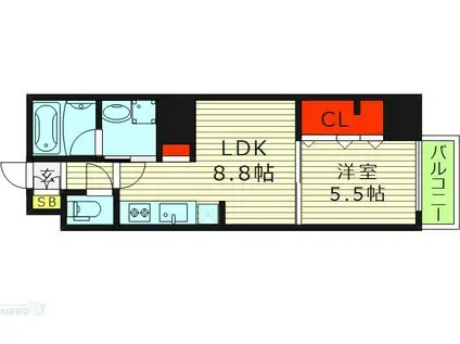 CIFI大阪天満(1LDK/7階)の間取り写真