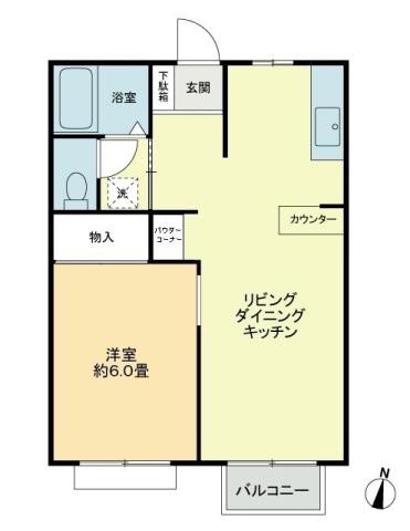 フォブールホロニック B棟(1LDK/1階)の間取り写真