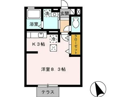 ミステル(1K/1階)の間取り写真