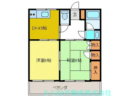 江津宗栄ハイツ(2DK/2階)の間取り写真