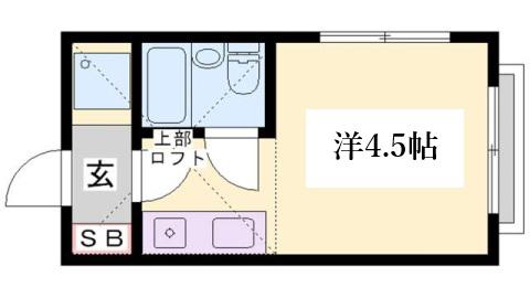 上沢ハイツ(ワンルーム/2階)の間取り写真