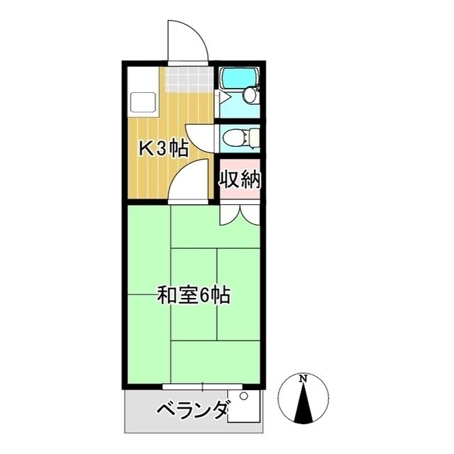 カレント河辺A棟(1K/4階)の間取り写真