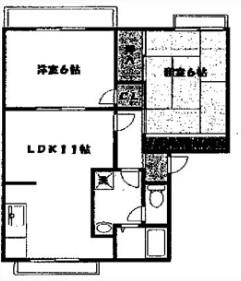 大西ハイツ(2LDK/2階)の間取り写真