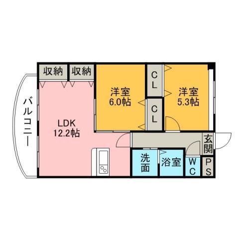PALAZZO小池(2LDK/3階)の間取り写真