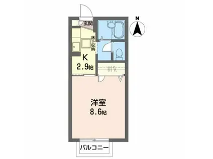 KALMIA PALACE B(1K/1階)の間取り写真
