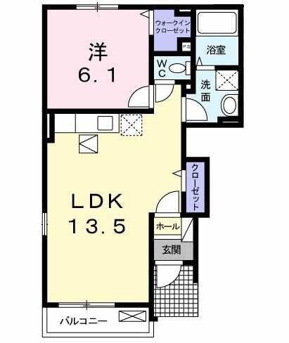 グランデ ストラーダB(1LDK/1階)の間取り写真