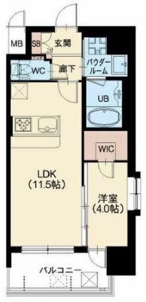 スプランディッド中之島DUE(1LDK/5階)の間取り写真