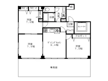 エムメイト綱町(3LDK/1階)の間取り写真