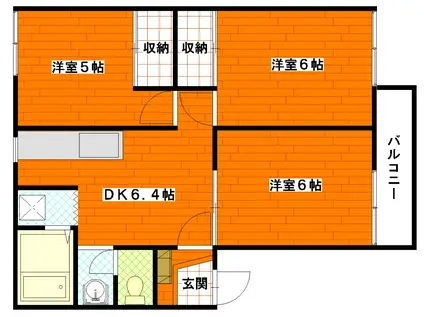 ベルメゾンC棟(3DK/1階)の間取り写真