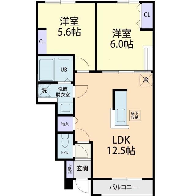 AMABILE(2LDK/1階)の間取り写真